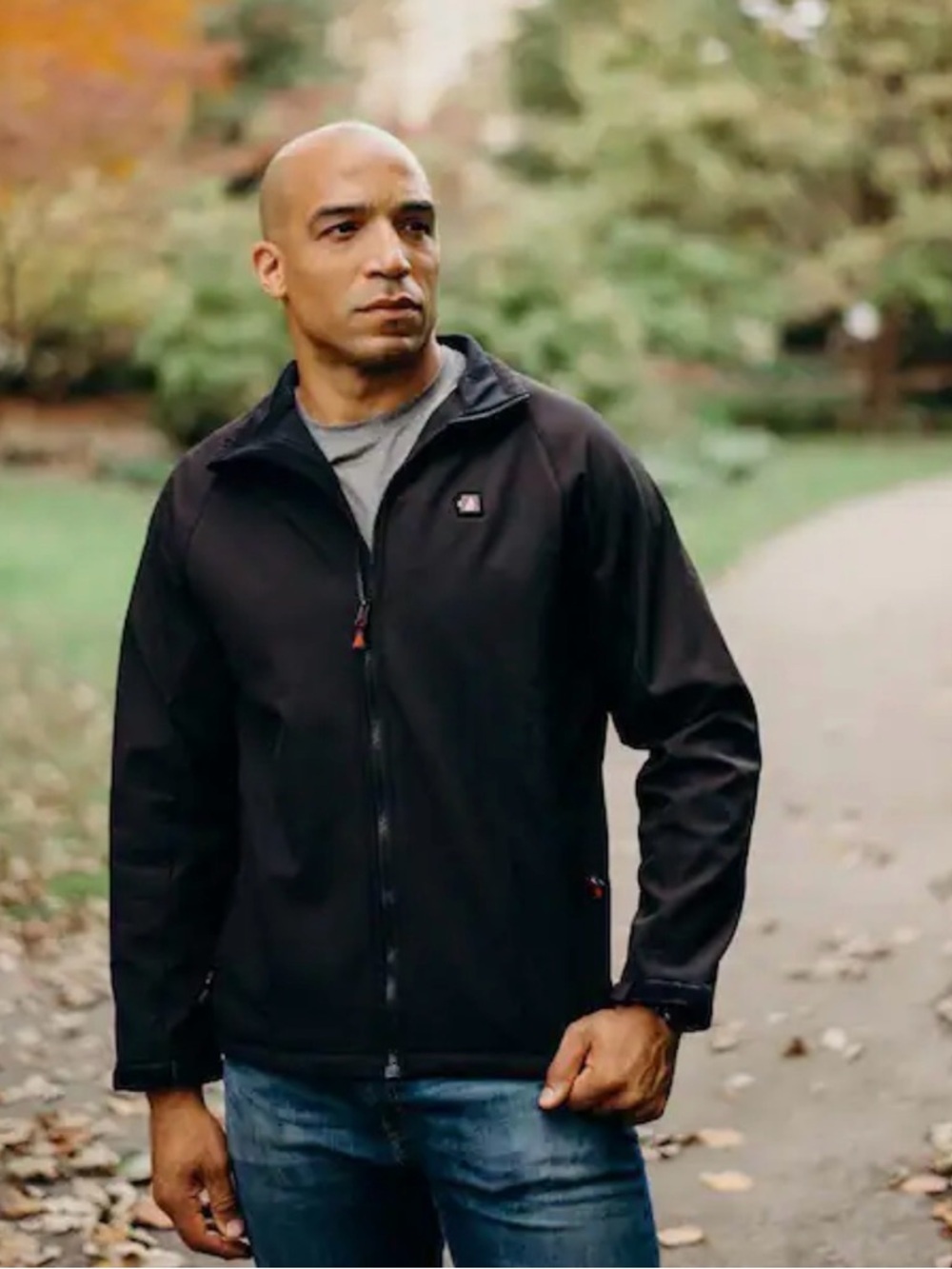 Actionheat Men's Black Windbreaker Jacket with Stand Collar